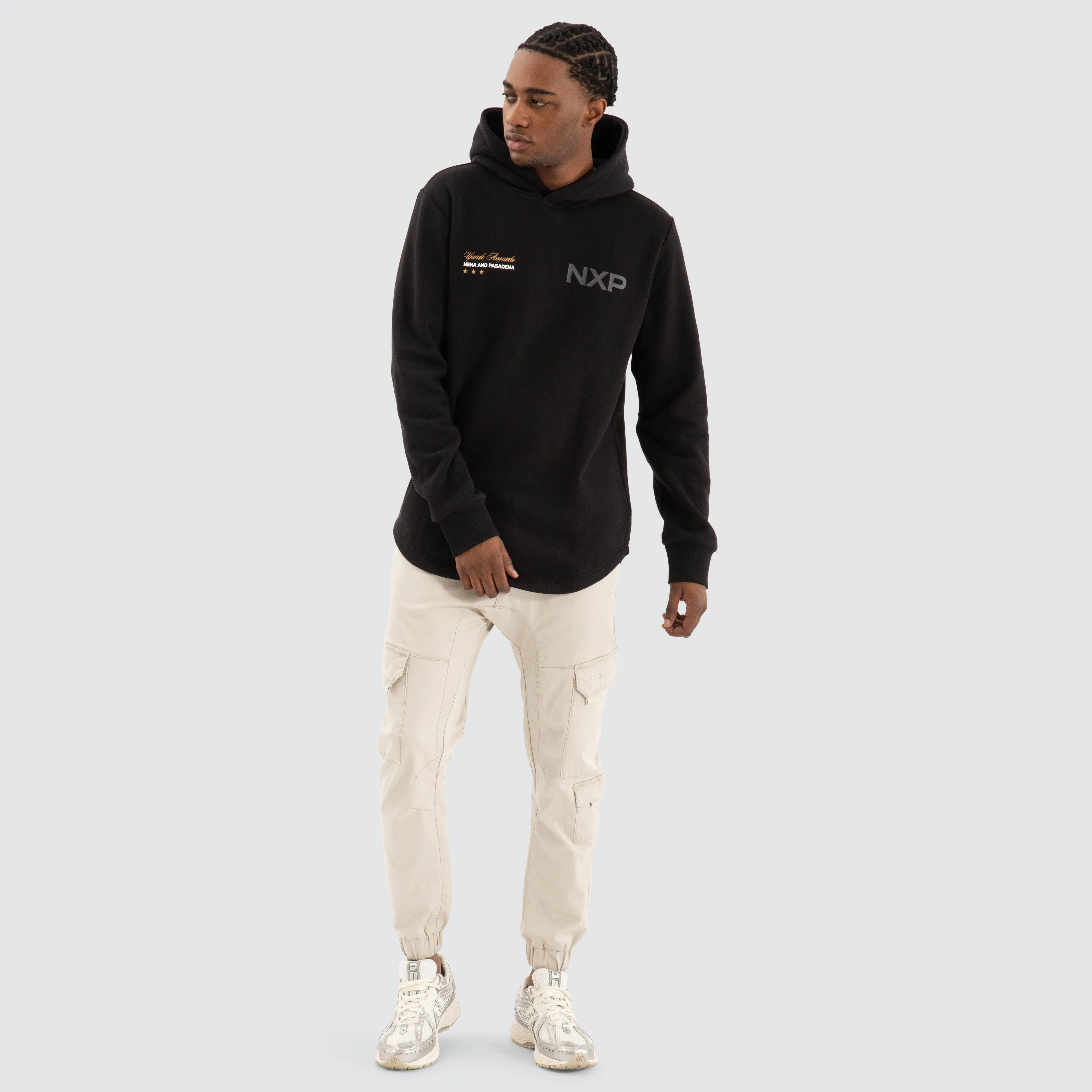 Wild Dual Curved Hoodie Jet black