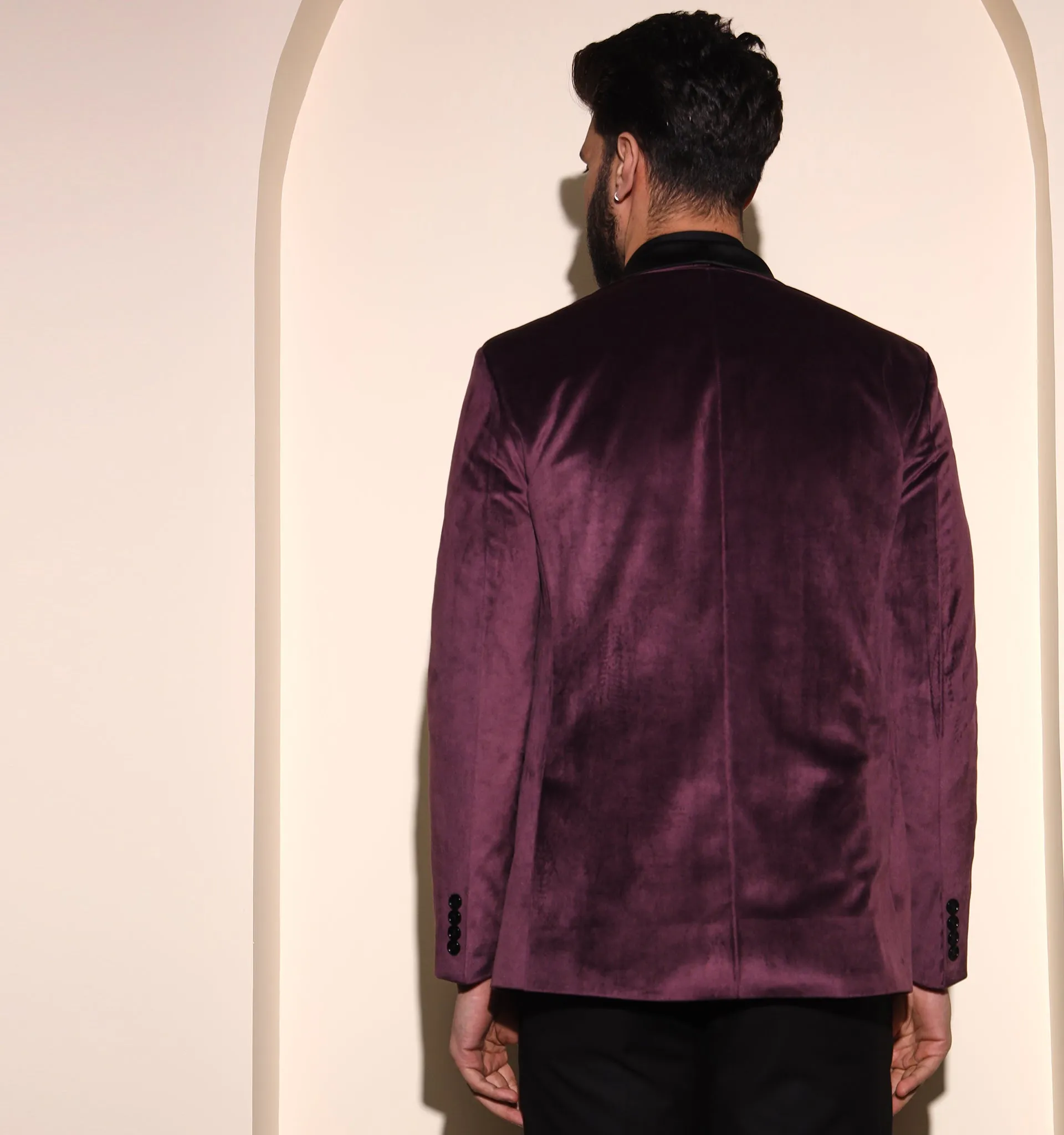 Wine Velvet Tuxedo Blazer