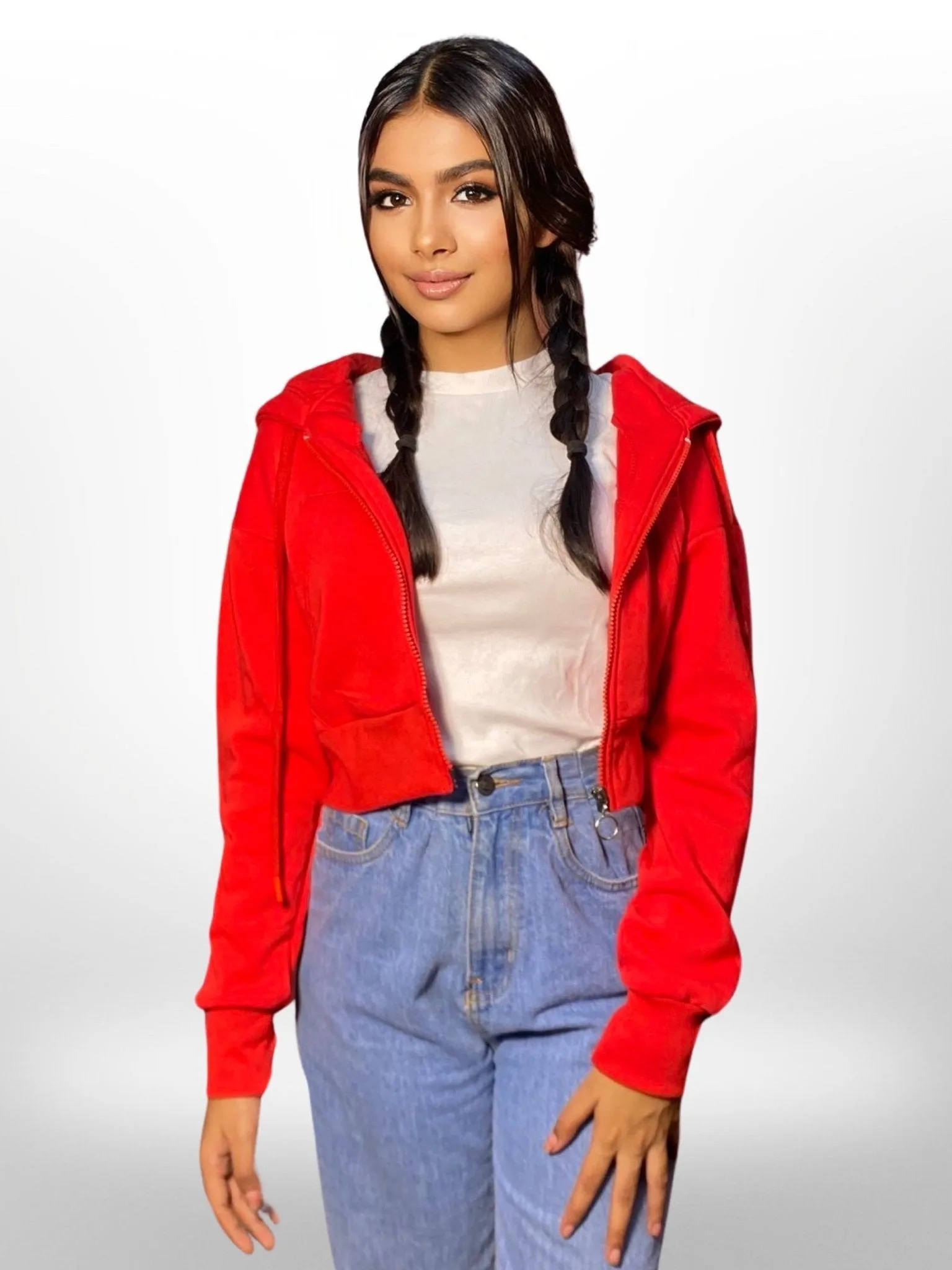 Women and Girls Hoodies|Full Sleeve Red Color Women Cropped Oversized Hoodies