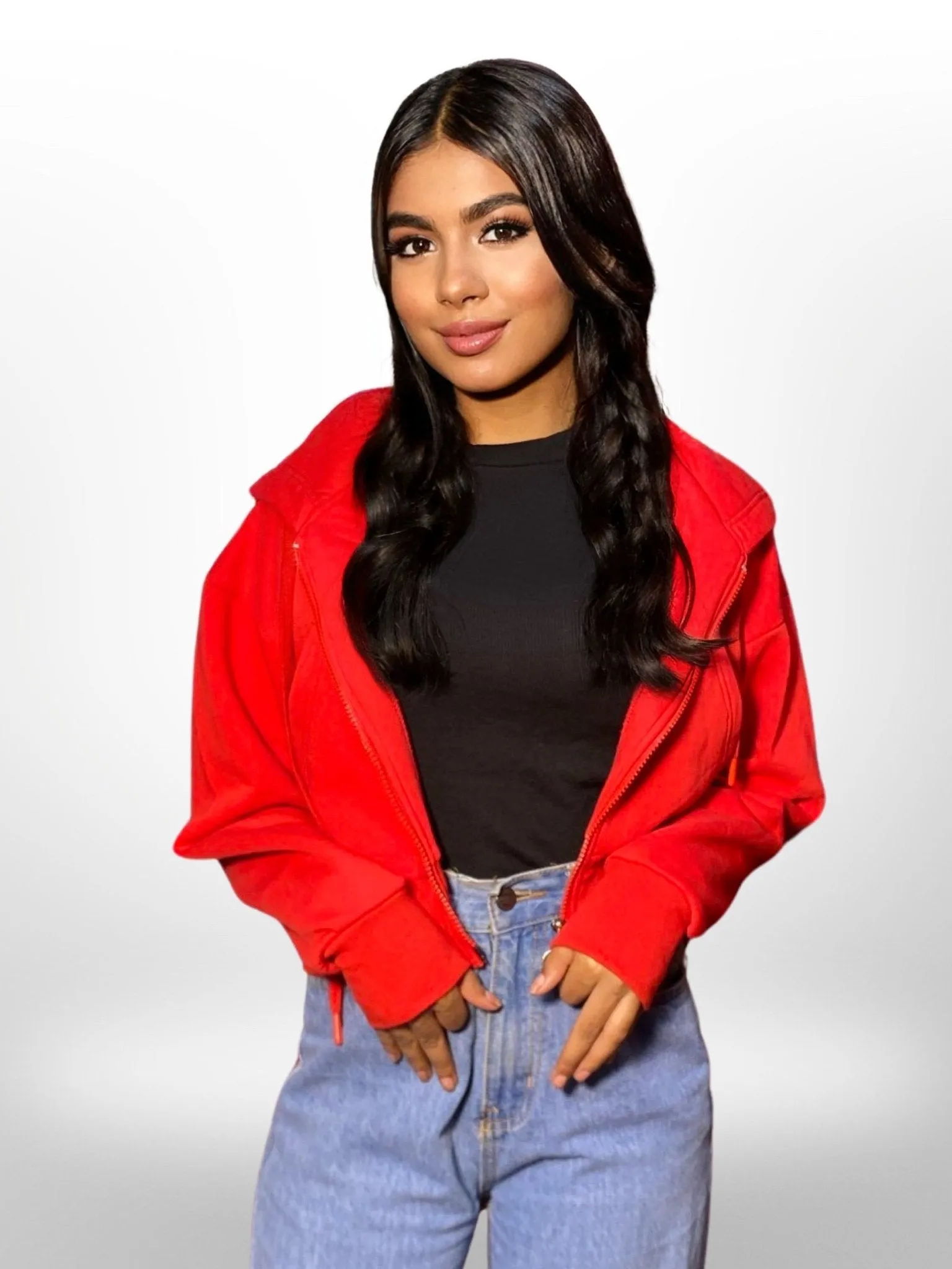 Women and Girls Hoodies|Full Sleeve Red Color Women Cropped Oversized Hoodies