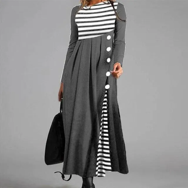 Women Elegant Cross V-Neck Print A-Line Dress Autumn Winter Vintage Long Sleeves Slim Party Dresses Female Casual Loose Vestidos