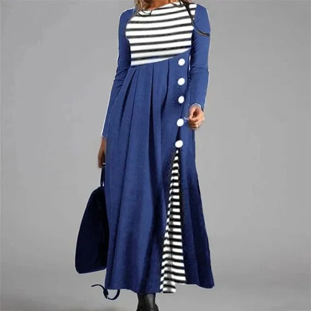 Women Elegant Cross V-Neck Print A-Line Dress Autumn Winter Vintage Long Sleeves Slim Party Dresses Female Casual Loose Vestidos