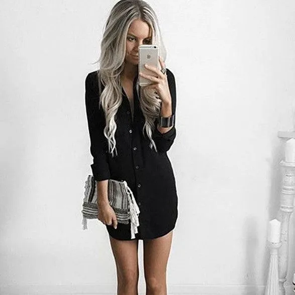Women Fall Dresses Arrival Ukraine Women Autumn Long Sleeve Casual Shirt Dress Mini Vintage Party Dresses Plus Size