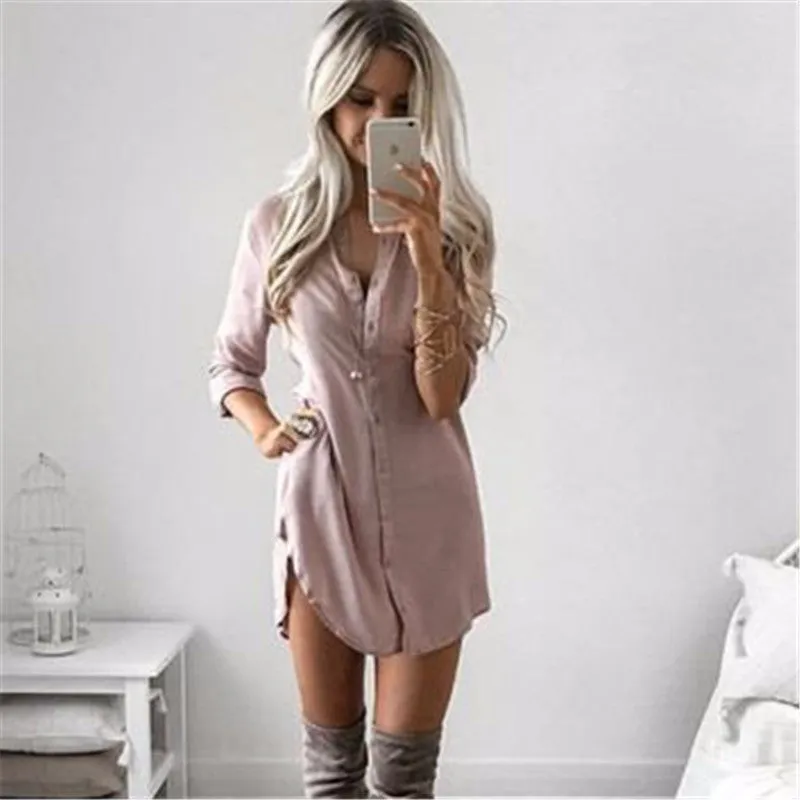 Women Fall Dresses Arrival Ukraine Women Autumn Long Sleeve Casual Shirt Dress Mini Vintage Party Dresses Plus Size