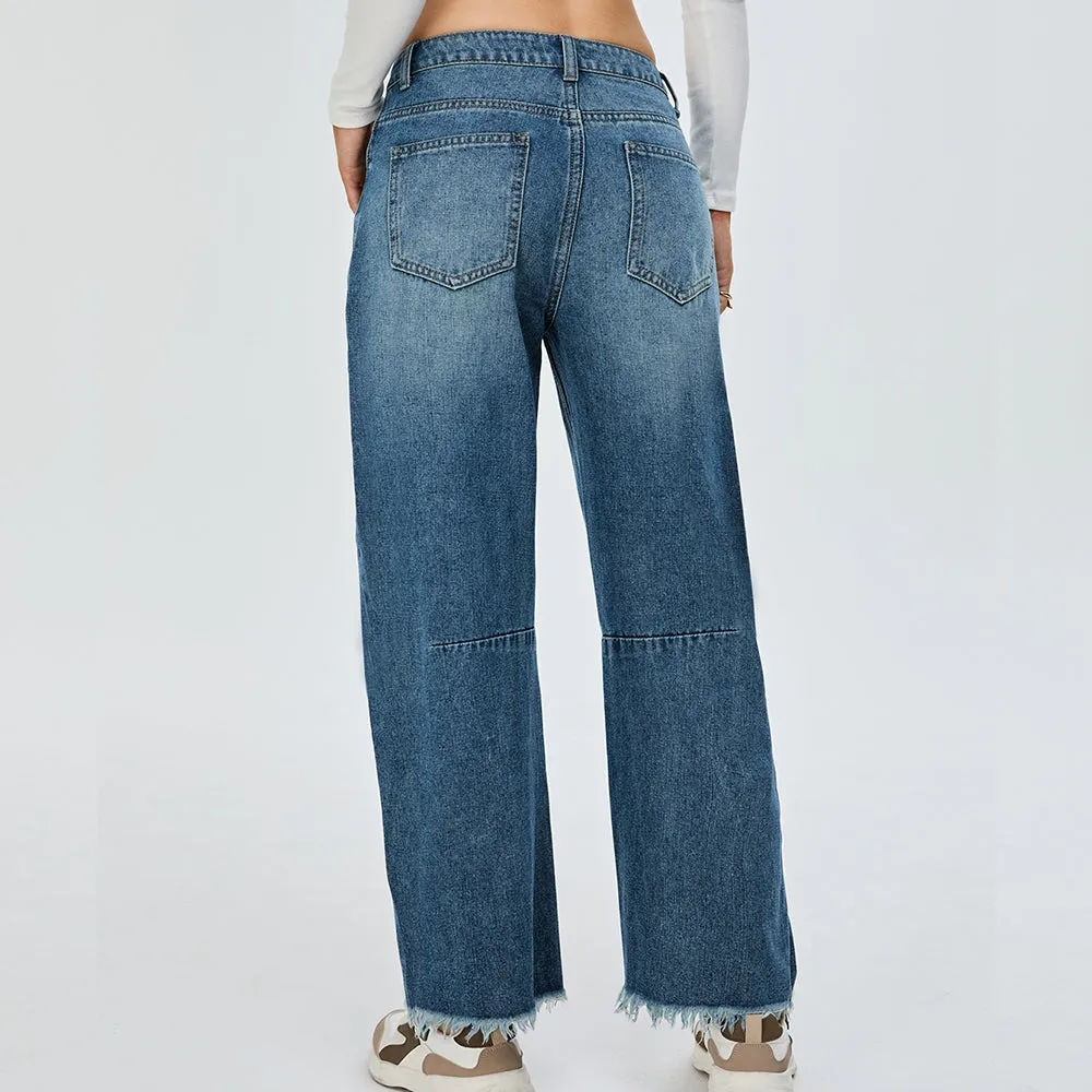 Women Just To Be A Cowgirl Graphic Baggy Straight Leg Jean