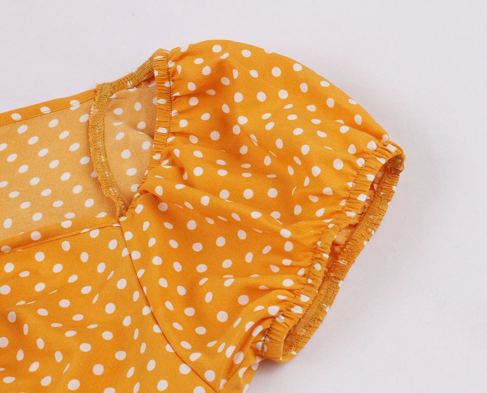 Women Short Sleeves Dot Print Vintage Dresses