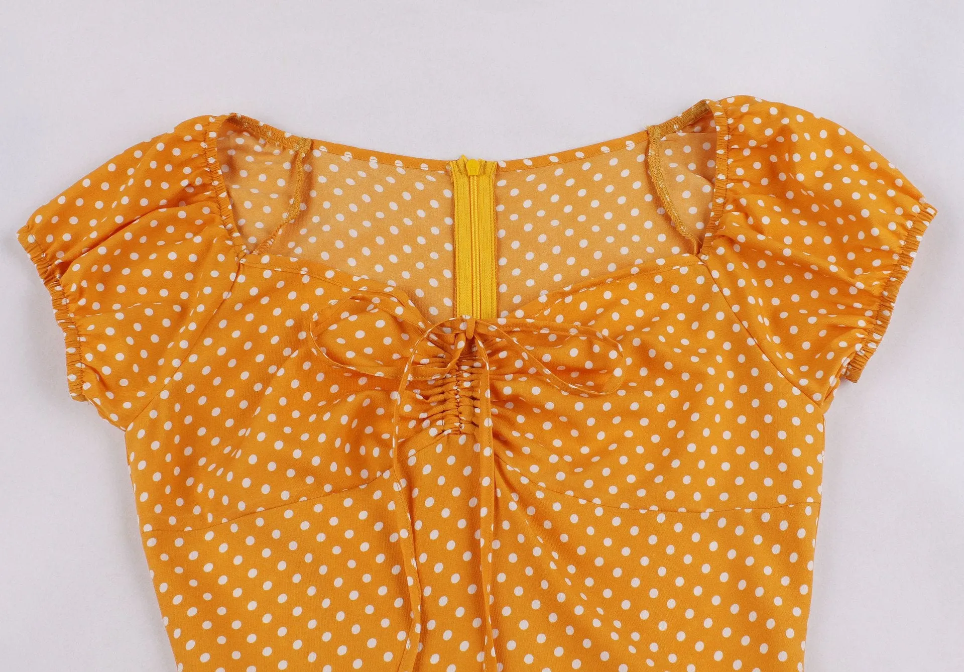 Women Short Sleeves Dot Print Vintage Dresses