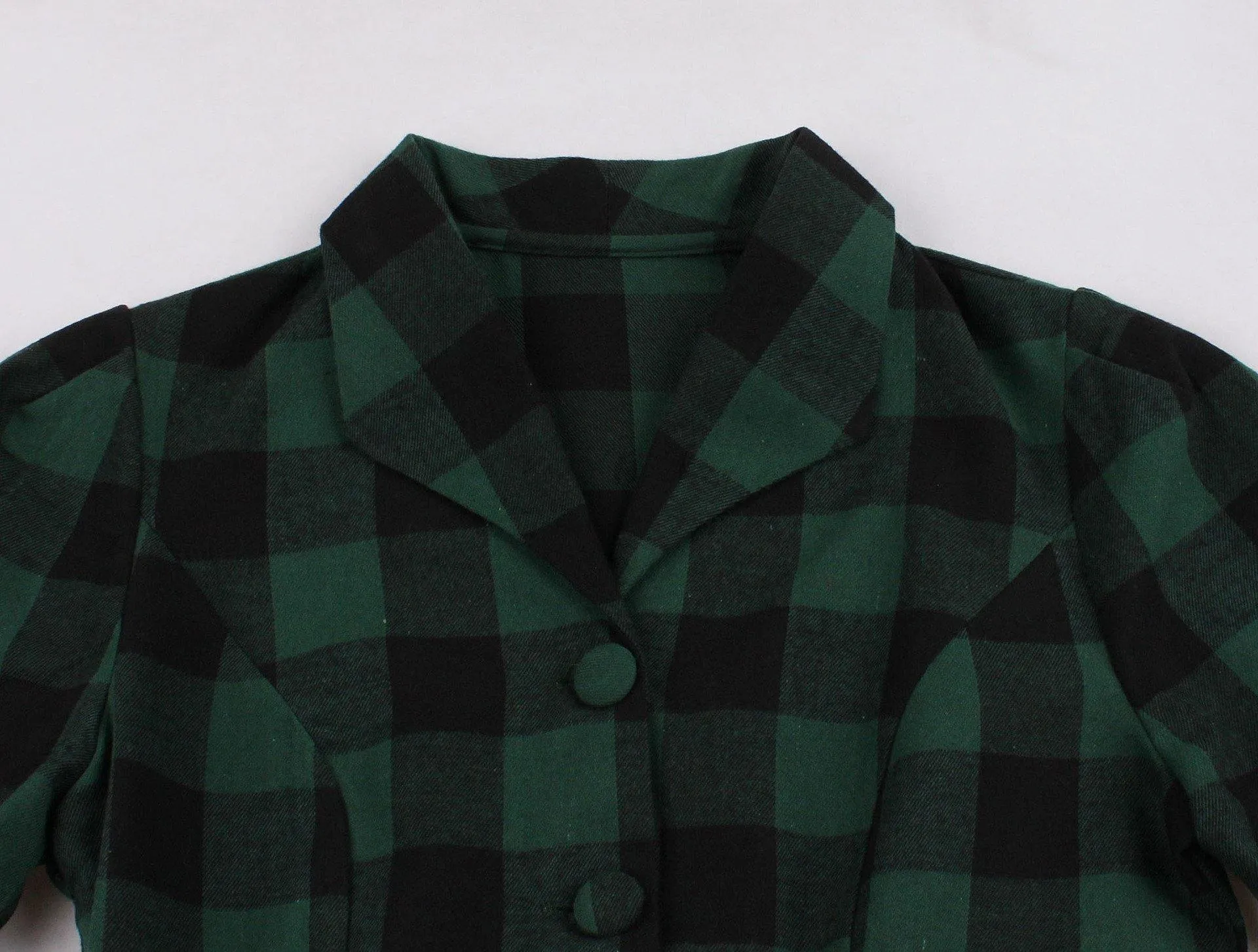 Women Short Sleeves Plaid Vintage Dresses