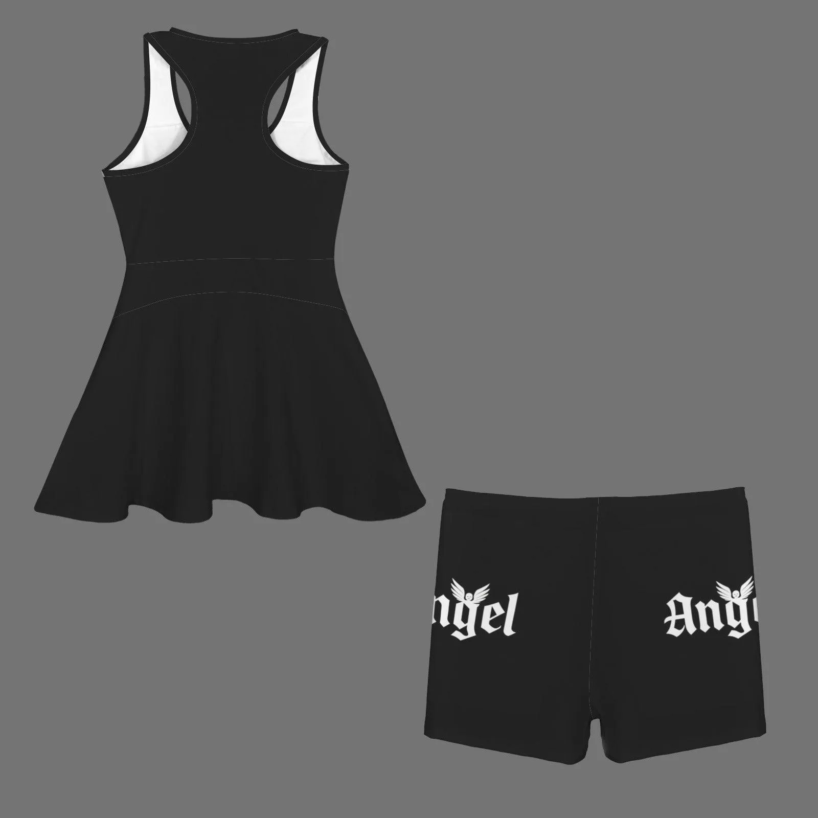 Women's Front Zip Racer Back Sports Skirt & Shorts Set