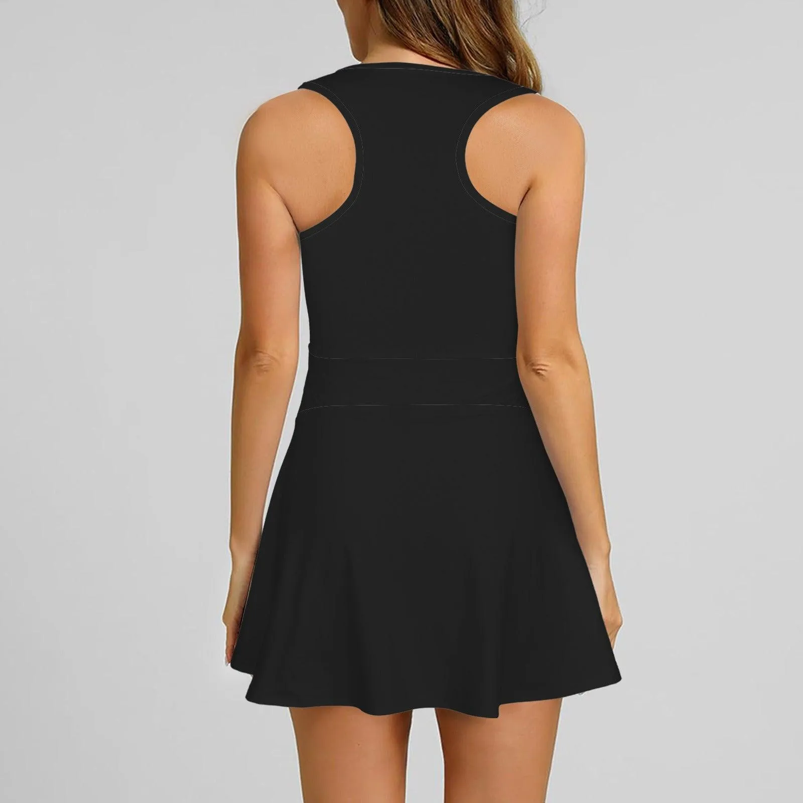 Women's Front Zip Racer Back Sports Skirt & Shorts Set