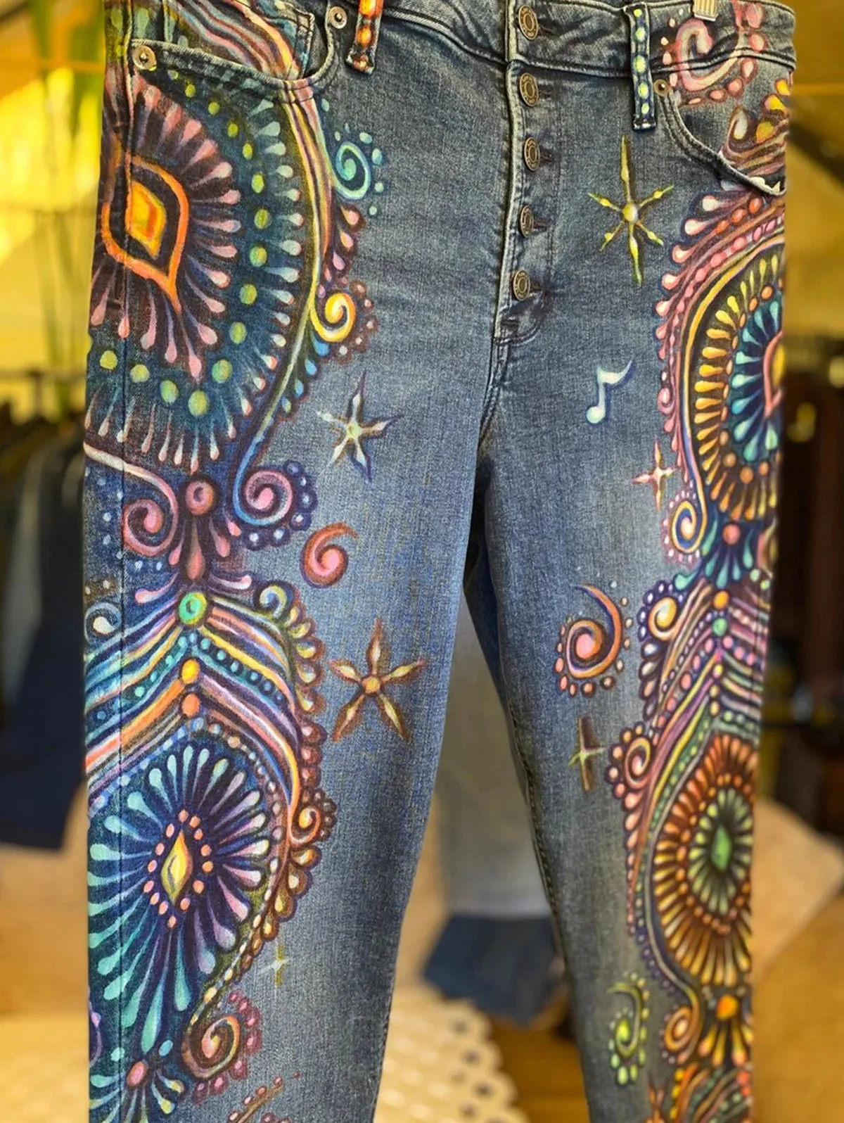 Women's Jeans Cropped 2024 Trend Skinny Pant Woman High Waist Boho Peacock Feather Pattern Denim Fringed Stretch Crop Pants