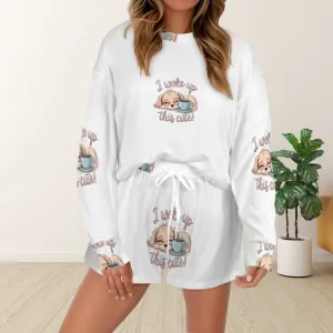 Women's Long Sleeve&Tether Shorts Pocket Pajama Sets