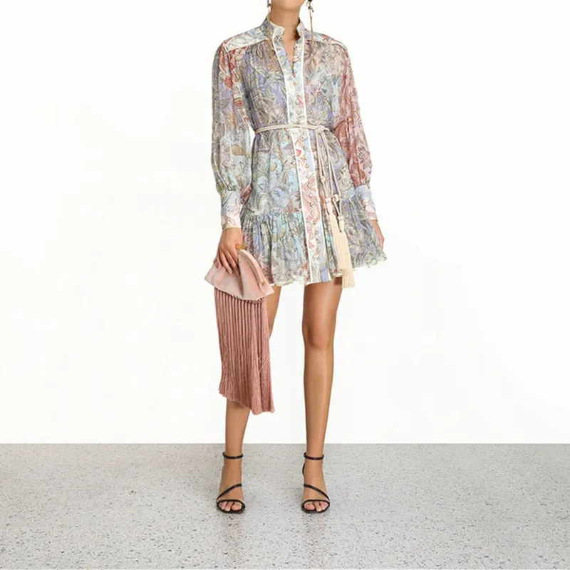 Women's Mini Dress Vintage Female Short Dress