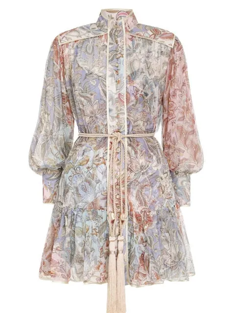 Women's Mini Dress Vintage Female Short Dress