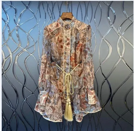 Women's Mini Dress Vintage Female Short Dress