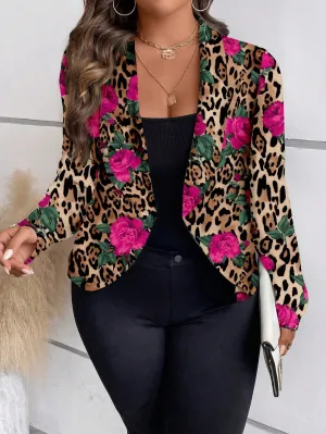 Women's Patterned Blazer - Plus Size