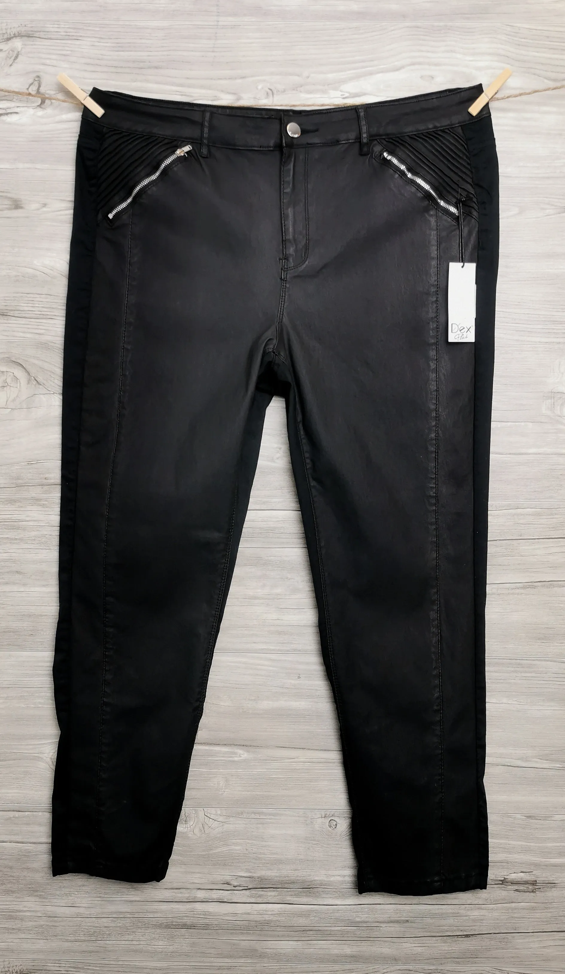 WOMENS PLUS SIZE 22 - DEX, Black Skinny Coated Pant NWT B4