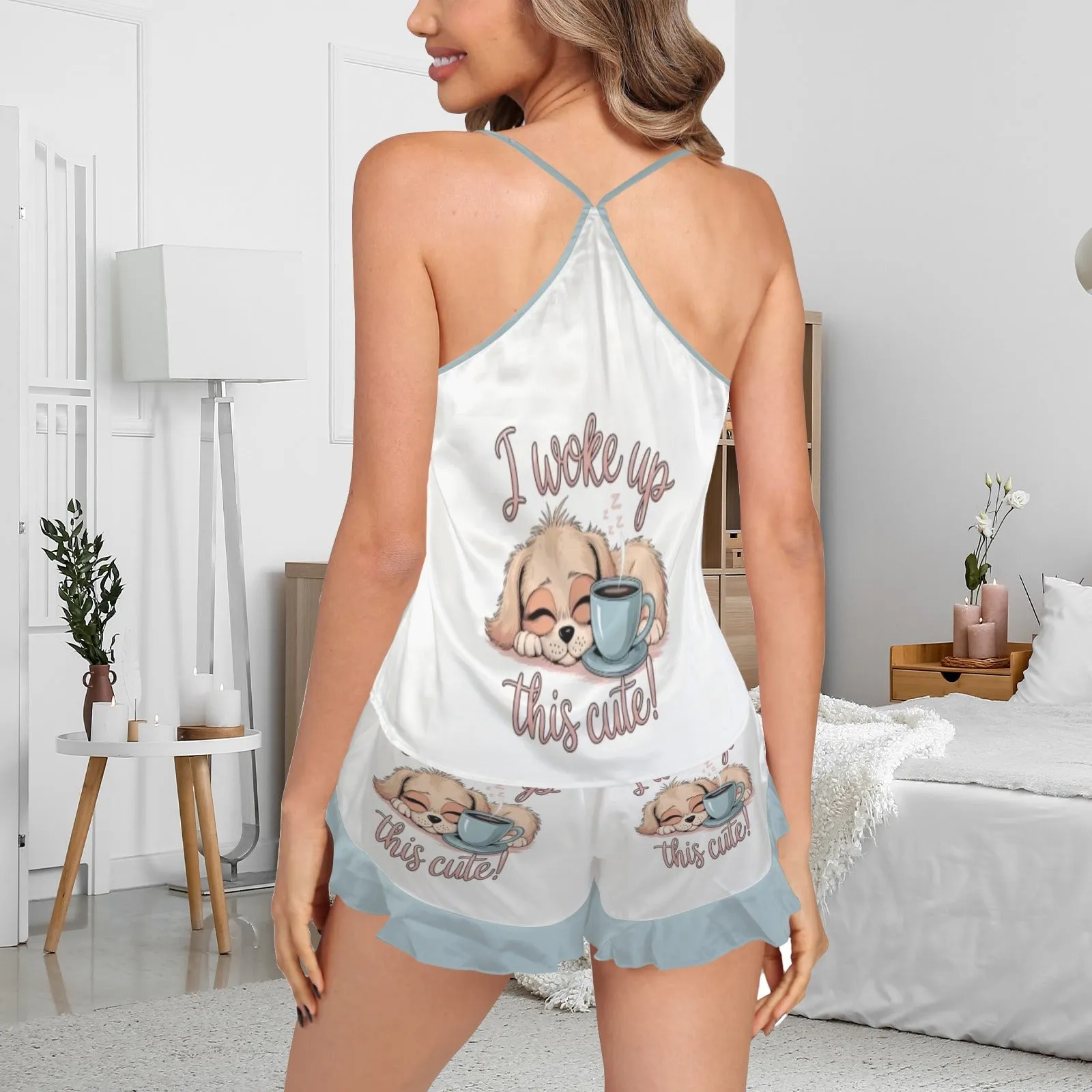 Women's Ruffle Hem Cami Pajama Sets