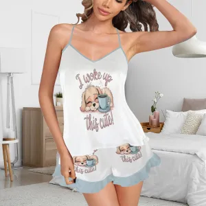 Women's Ruffle Hem Cami Pajama Sets