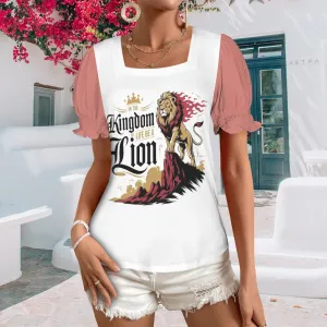 Women's Ruffle Trim Sleeve Square Neck T Shirts