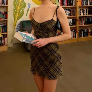 Y2K Plaid Bodycon Mini Dress