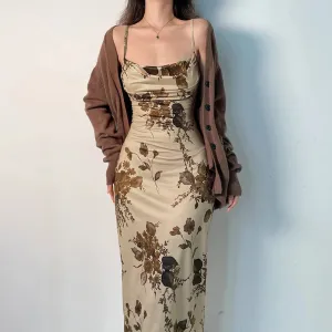 Y2K Vintage Floral Midi Dress