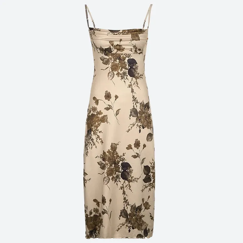 Y2K Vintage Floral Midi Dress