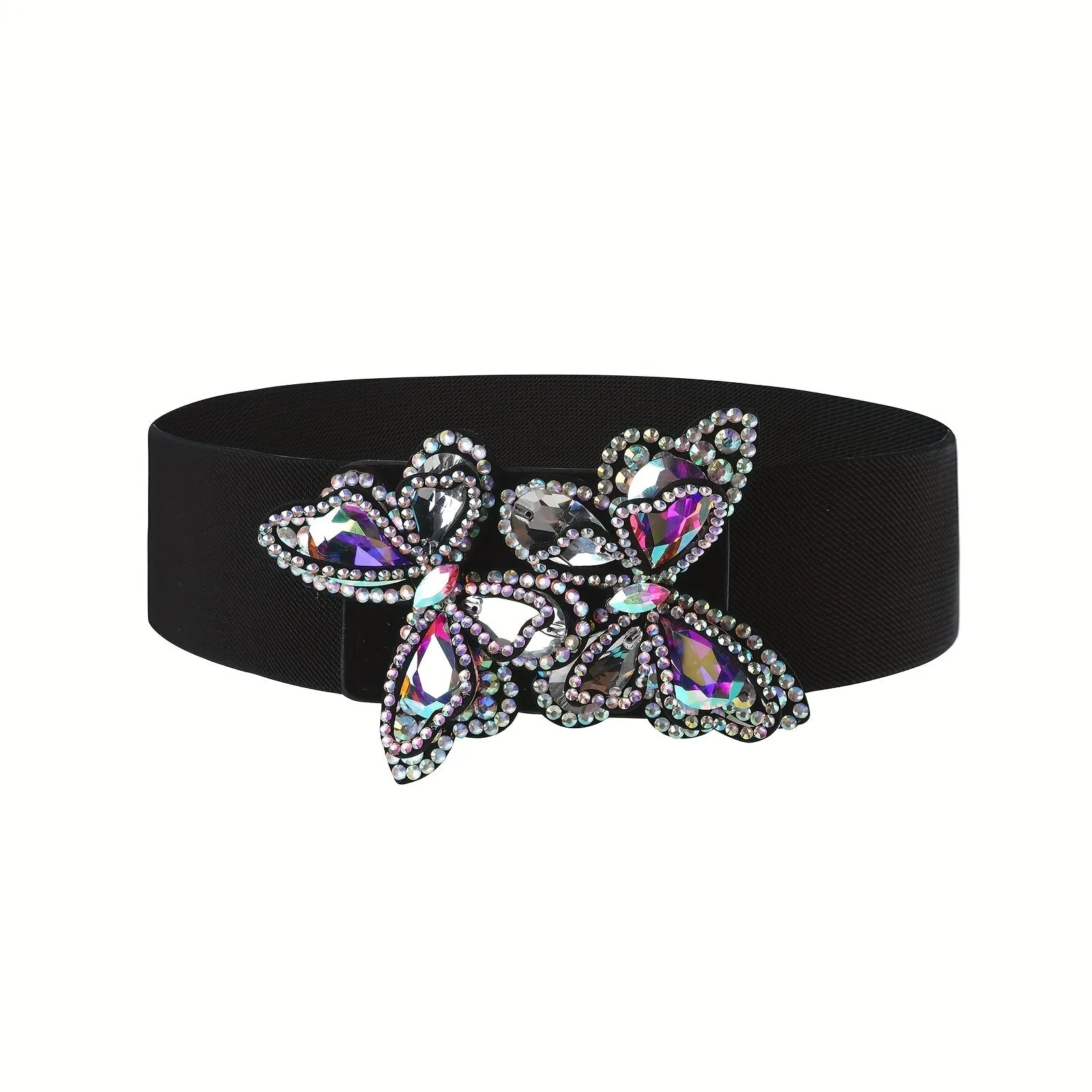 Y2K Vintage Rhinestone Butterfly Waistband Elastic Belt