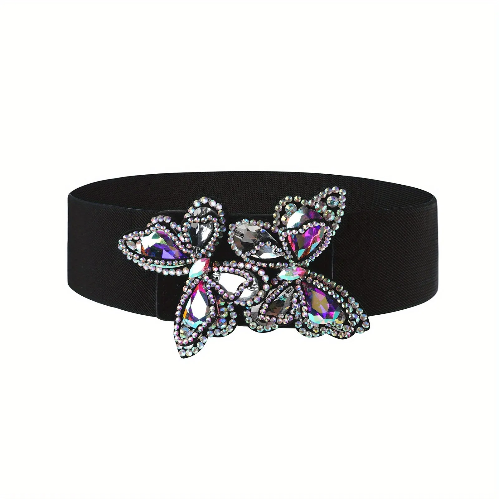 Y2K Vintage Rhinestone Butterfly Waistband Elastic Belt