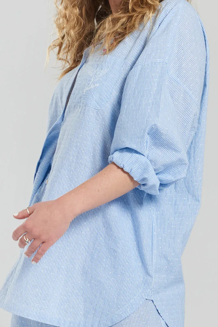 Yew striped woven-cotton shirt - Mountain Blue