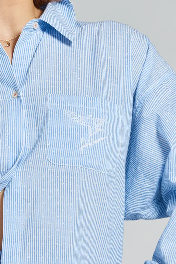 Yew striped woven-cotton shirt - Mountain Blue