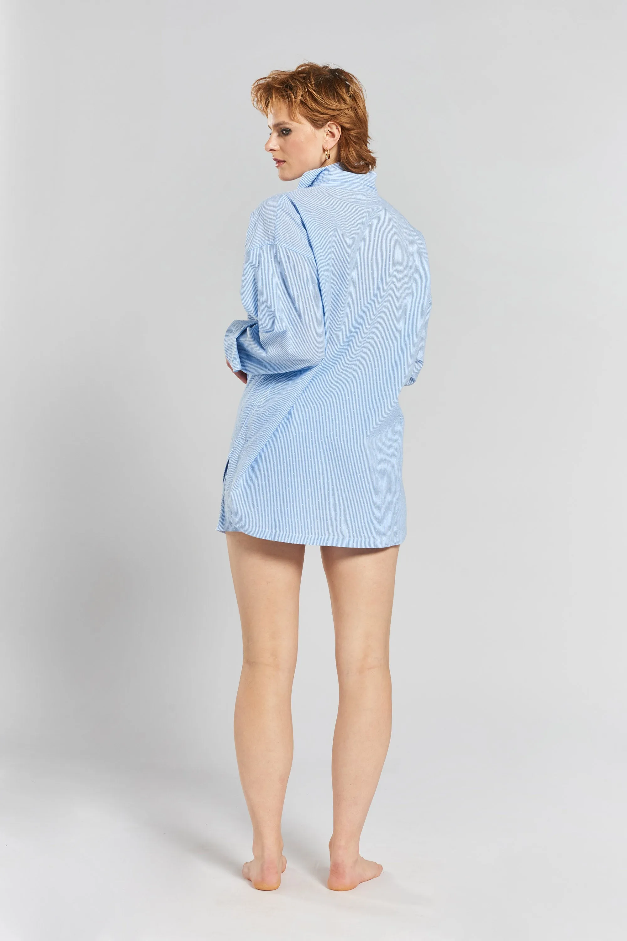 Yew striped woven-cotton shirt - Mountain Blue