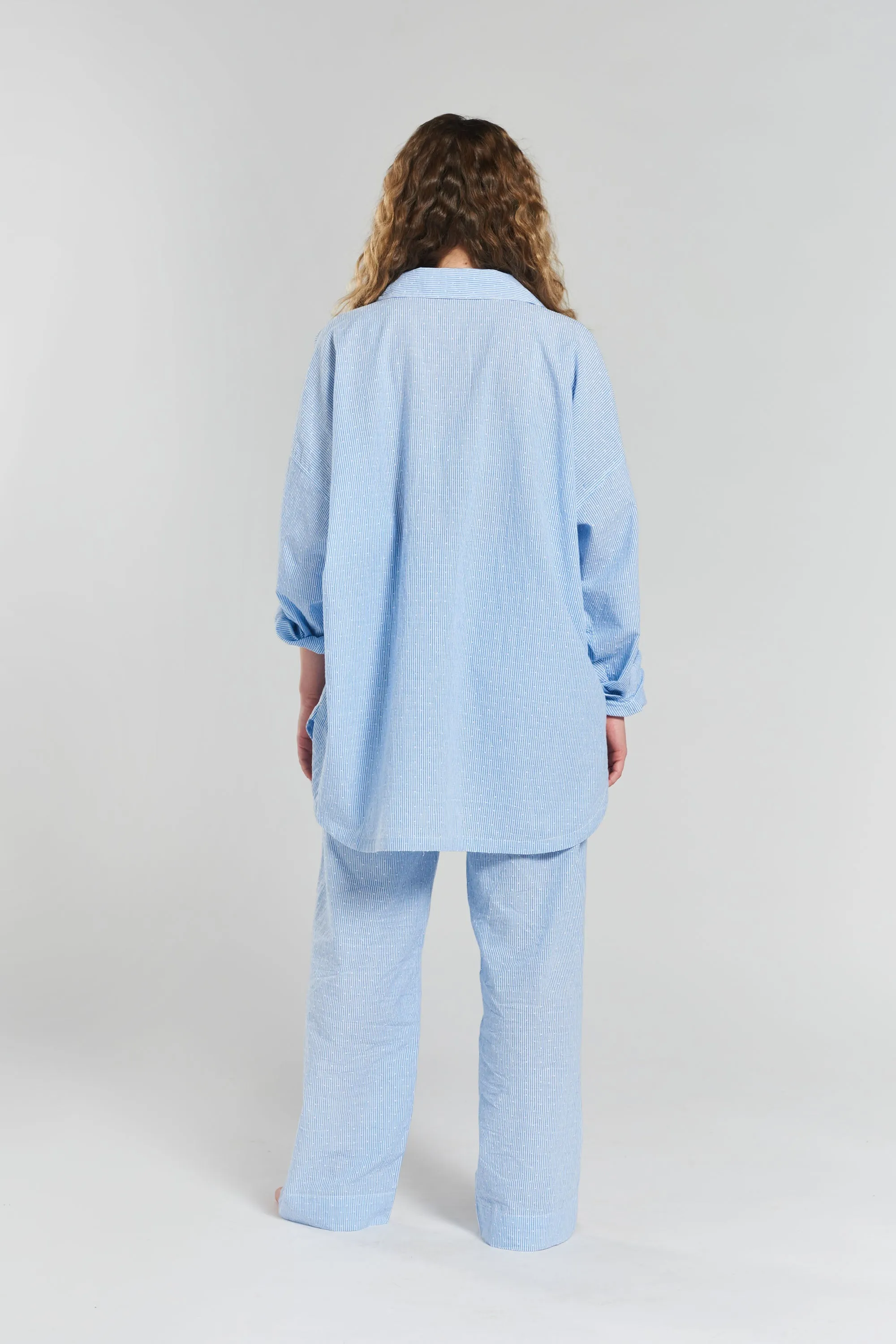 Yew striped woven-cotton shirt - Mountain Blue