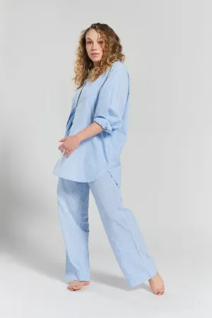 Yew striped woven-cotton shirt - Mountain Blue