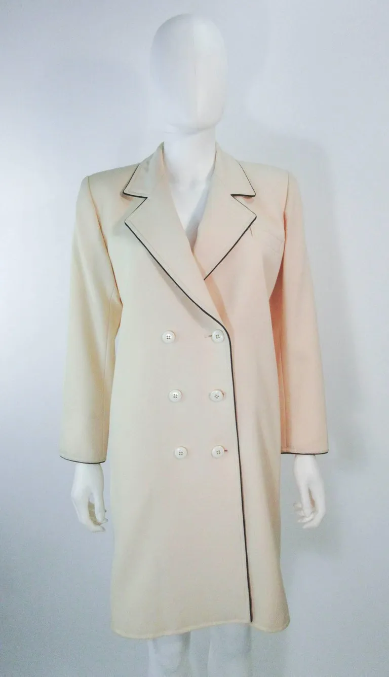 YVES SAINT LAURENT 1980s Ivory Wool Tuxedo Dress Size 38-40