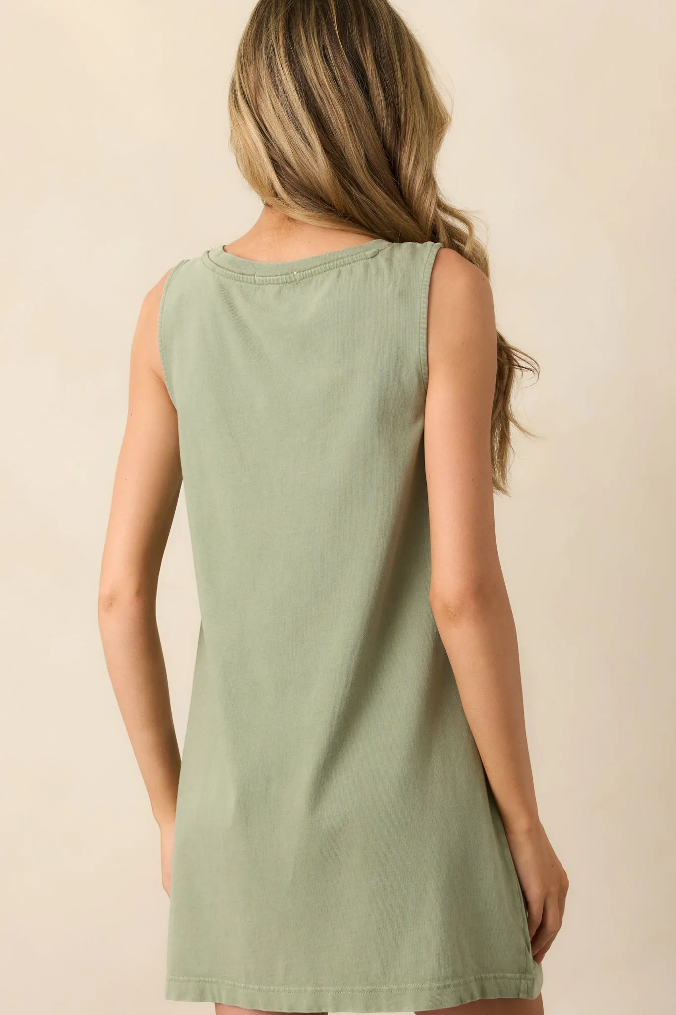 Z Supply Avocado Green Sloane V-Neck Mini Dress