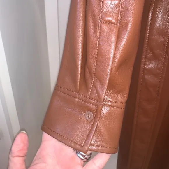 Zara Babaton vegan leather shirt dress/coat