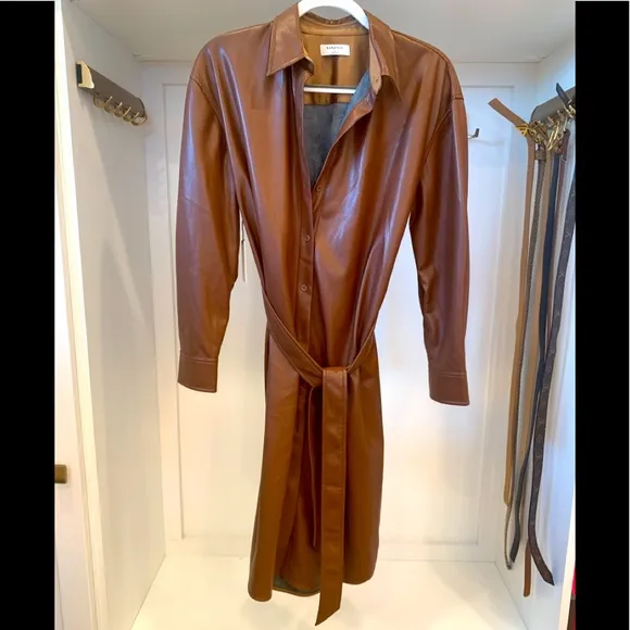 Zara Babaton vegan leather shirt dress/coat