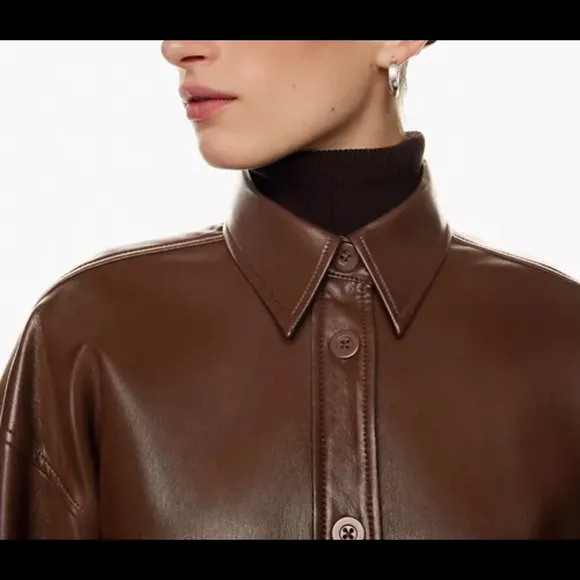Zara Babaton vegan leather shirt dress/coat