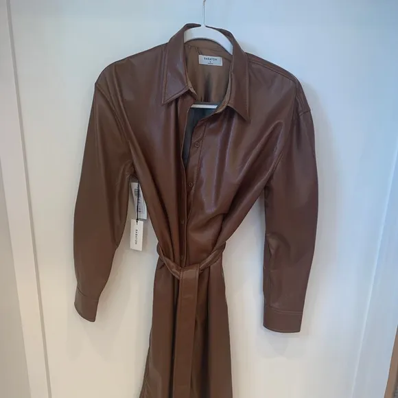 Zara Babaton vegan leather shirt dress/coat