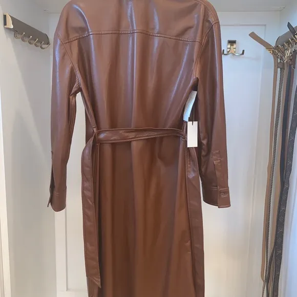 Zara Babaton vegan leather shirt dress/coat