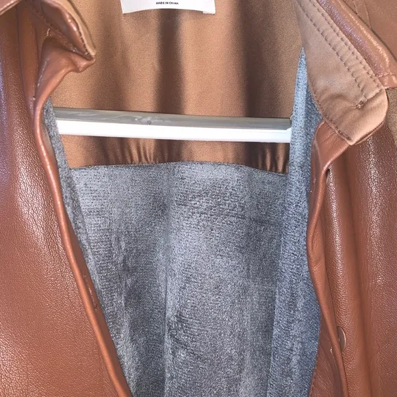 Zara Babaton vegan leather shirt dress/coat