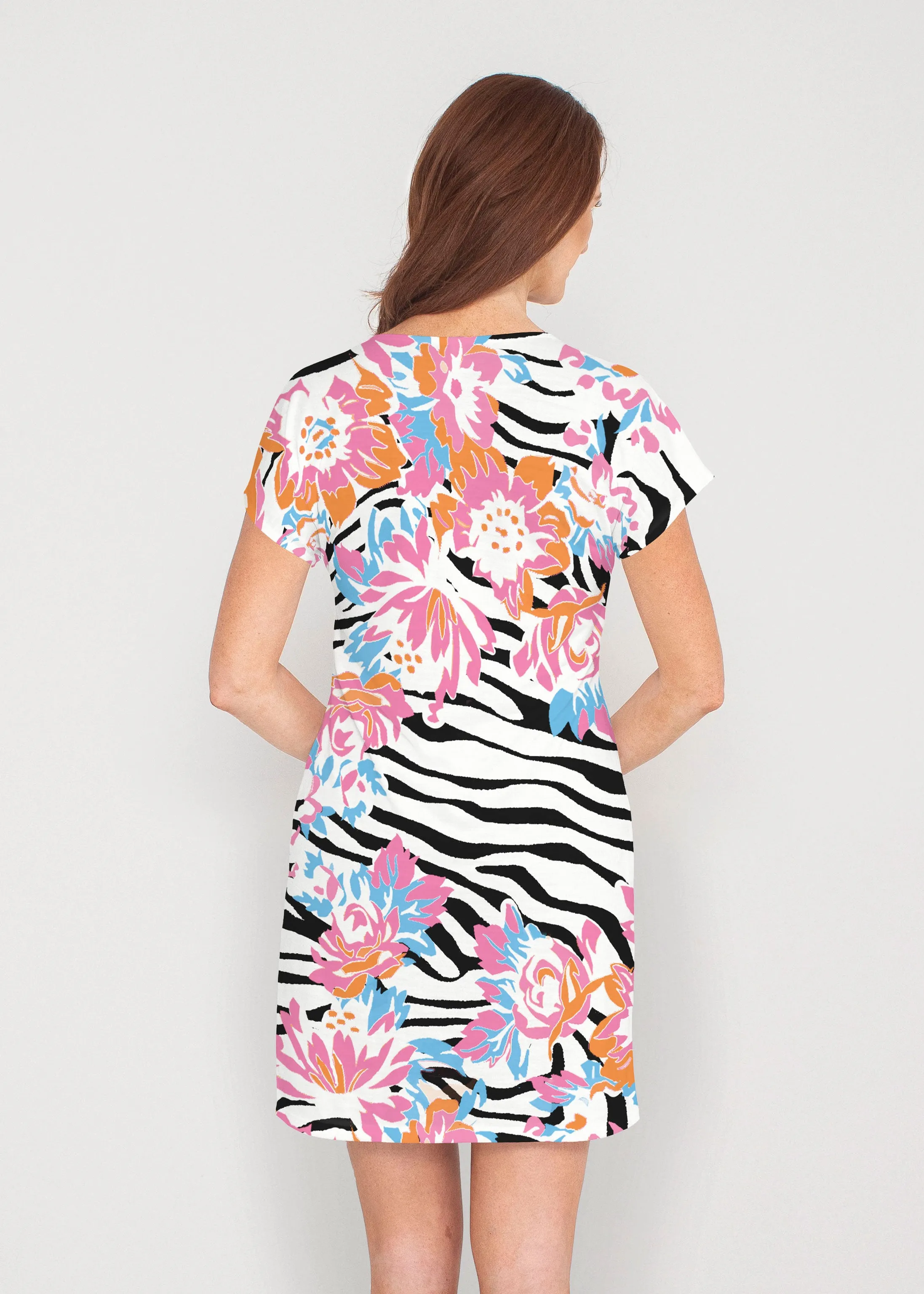 Zebra Posy Black (8118) ~ Lucy Tee Dress